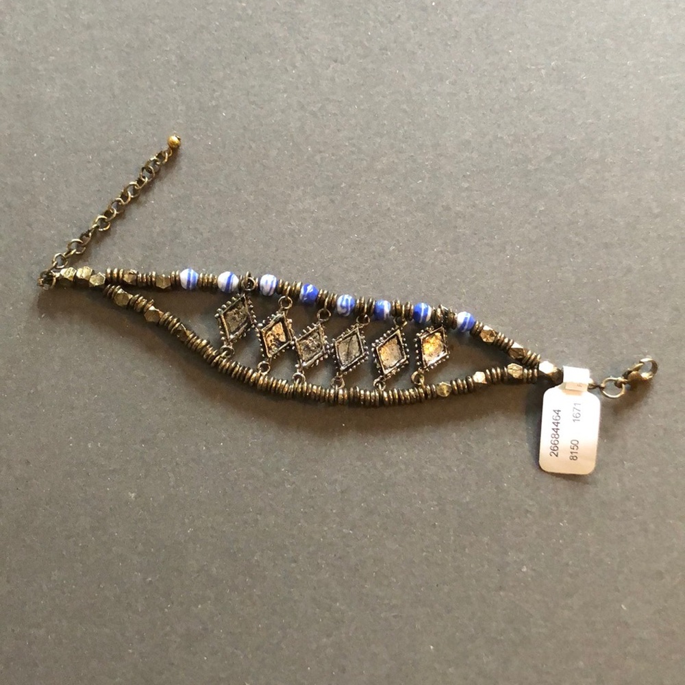 Silver diamond and blue stone bracelet